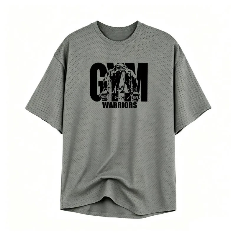 Oversized Loose Men's Casual Sport T-Shirt Gym Bodybuilding Fitness Short Sleeve Shirt Summer Mesh Quick Dry Breathable Clothing