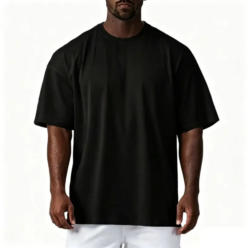 Oversized Loose Men's Casual Sport T-Shirt Gym Bodybuilding Fitness Short Sleeve Shirt Summer Mesh Quick Dry Breathable Clothing
