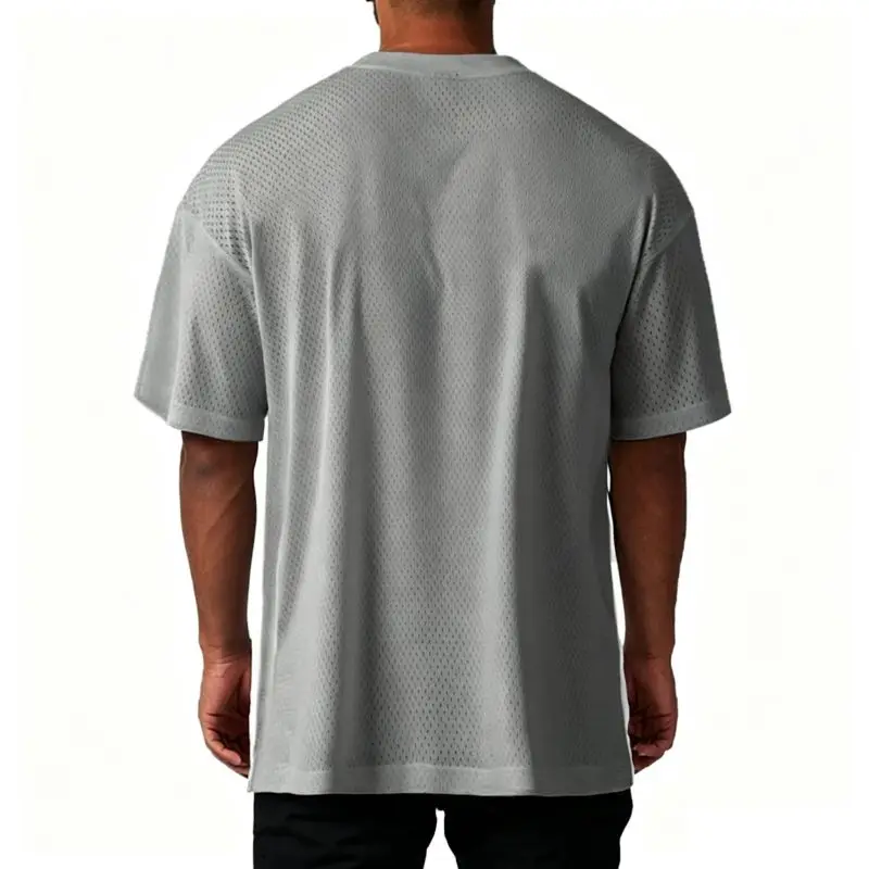 Oversized Loose Men's Casual Sport T-Shirt Gym Bodybuilding Fitness Short Sleeve Shirt Summer Mesh Quick Dry Breathable Clothing