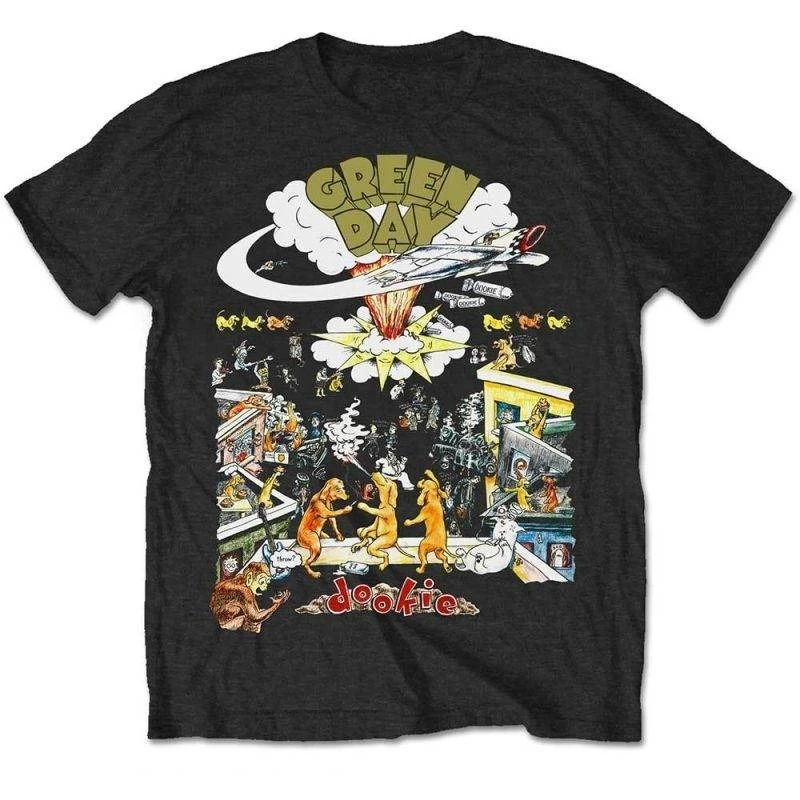 Green Day Dookie Full Album Art Print Cotton T-Shirt Pop Punk Band Unisex Short Sleeve Tee