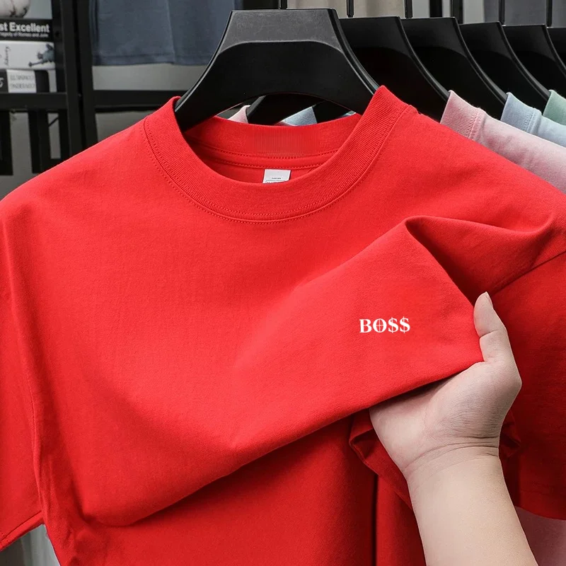 High end brand round neck short sleeved T-shirt embroidered letters men's 2026 summer new 100% cotton casual breathable T-shirt