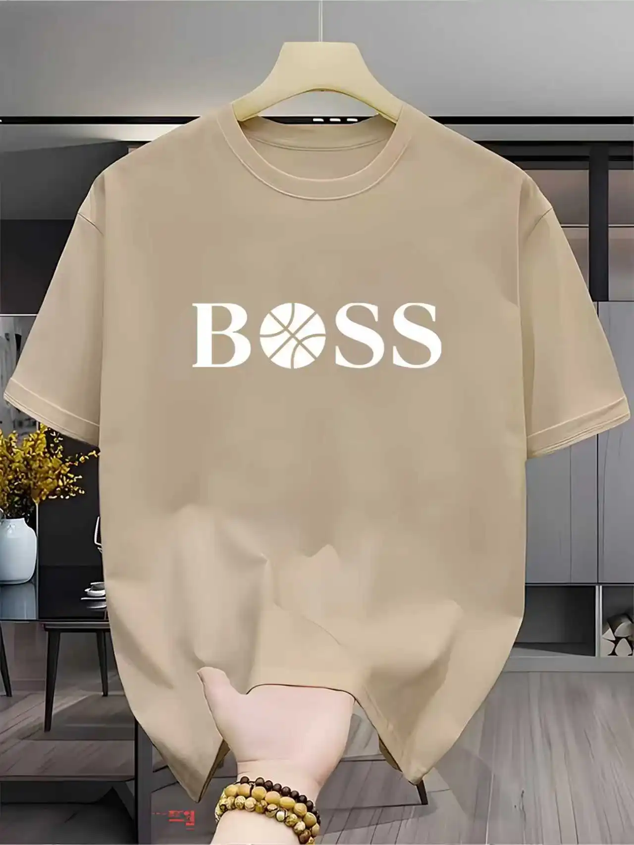 Men's summer fashion casual sports loose print round neck short sleeved T-shirt topBreathable Quick Drying