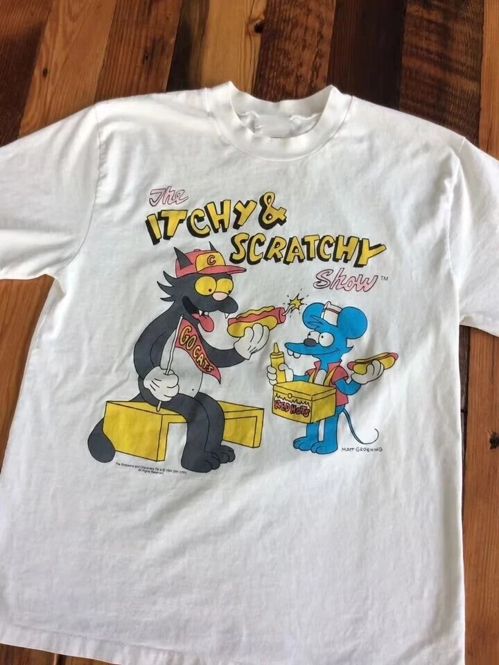 The Simpsons-Itchy & Scratchy Show T-shirt Unisex Tee S-4XL Tee Santa Tee Funny Graphic Tee Retro Cartoon Top Luxury Clothes