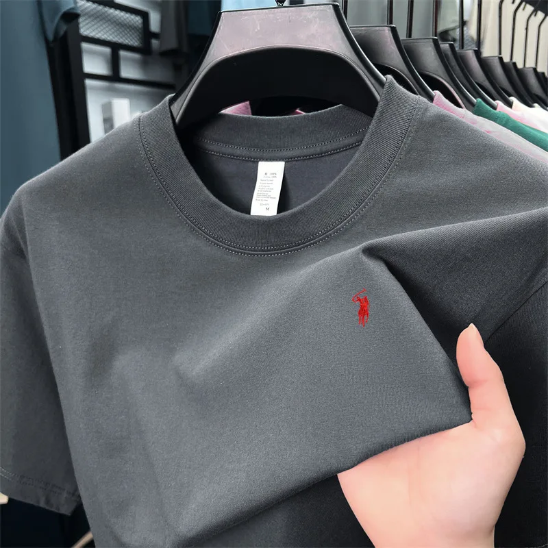 Unisex Classic Pony T Shirts 100% Cotton Crew Neck Short Sleeve Solid Color Basic Tee Men Women Summer Casual Polo Tops