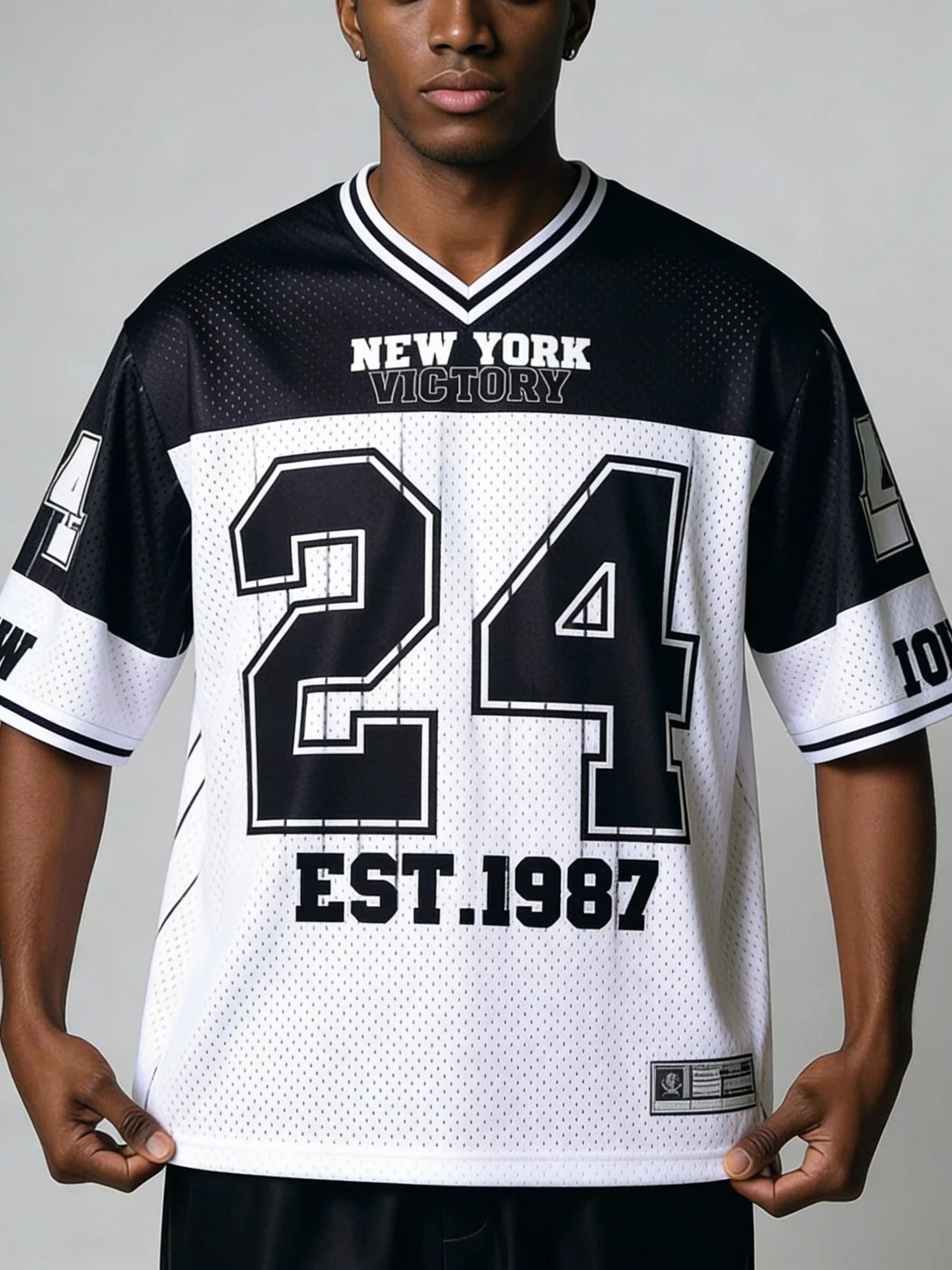 Men's Hip Hop 07 Printed Mesh Short Sleeve T-Shirt Black Jersey Number Jersey Baggy Jersey Sport Breathable Streetwear
