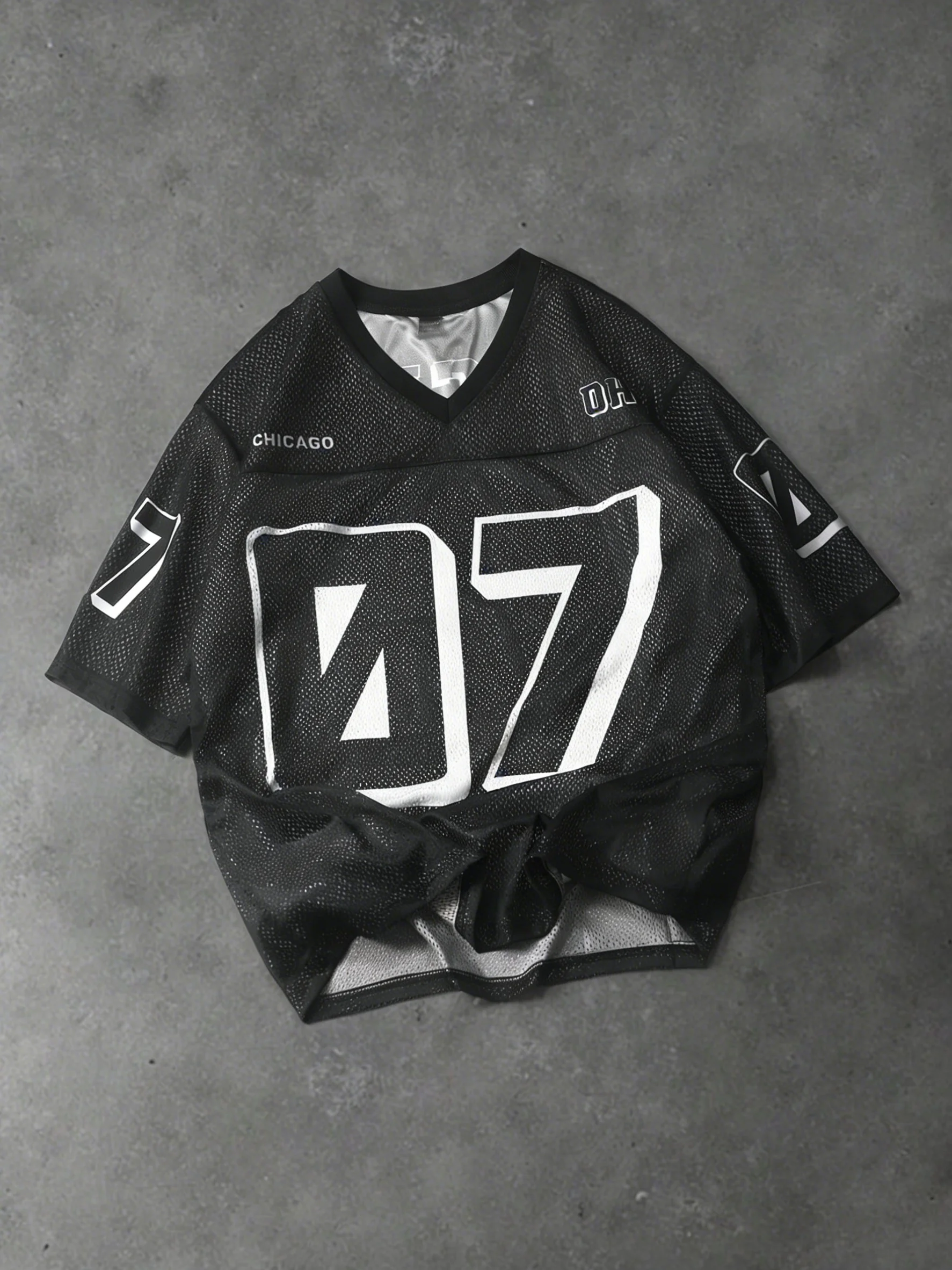 Men's Hip Hop 07 Printed Mesh Short Sleeve T-Shirt Black Jersey Number Jersey Baggy Jersey Sport Breathable Streetwear