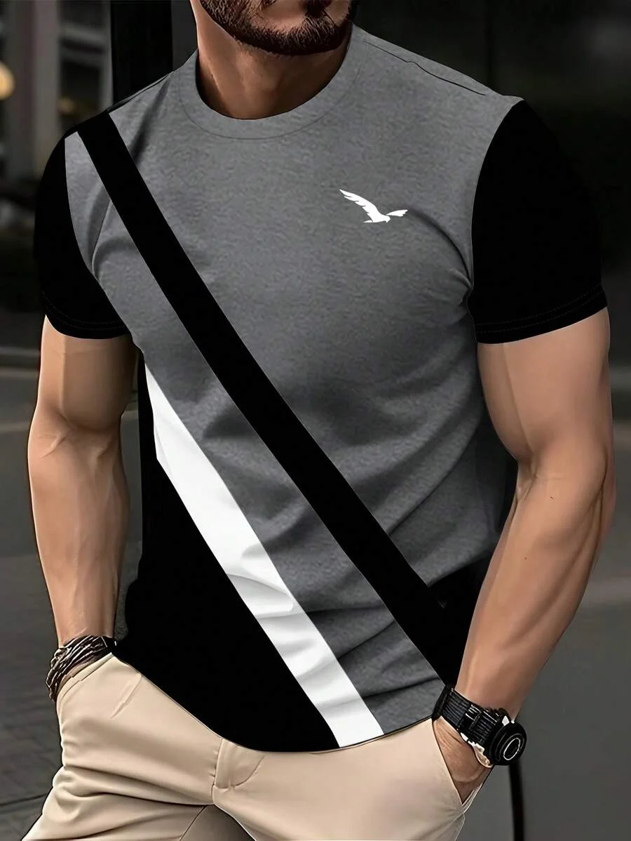 A men's personalized pattern printed short-sleeved T-shirt for comfortable and breathable summer wear