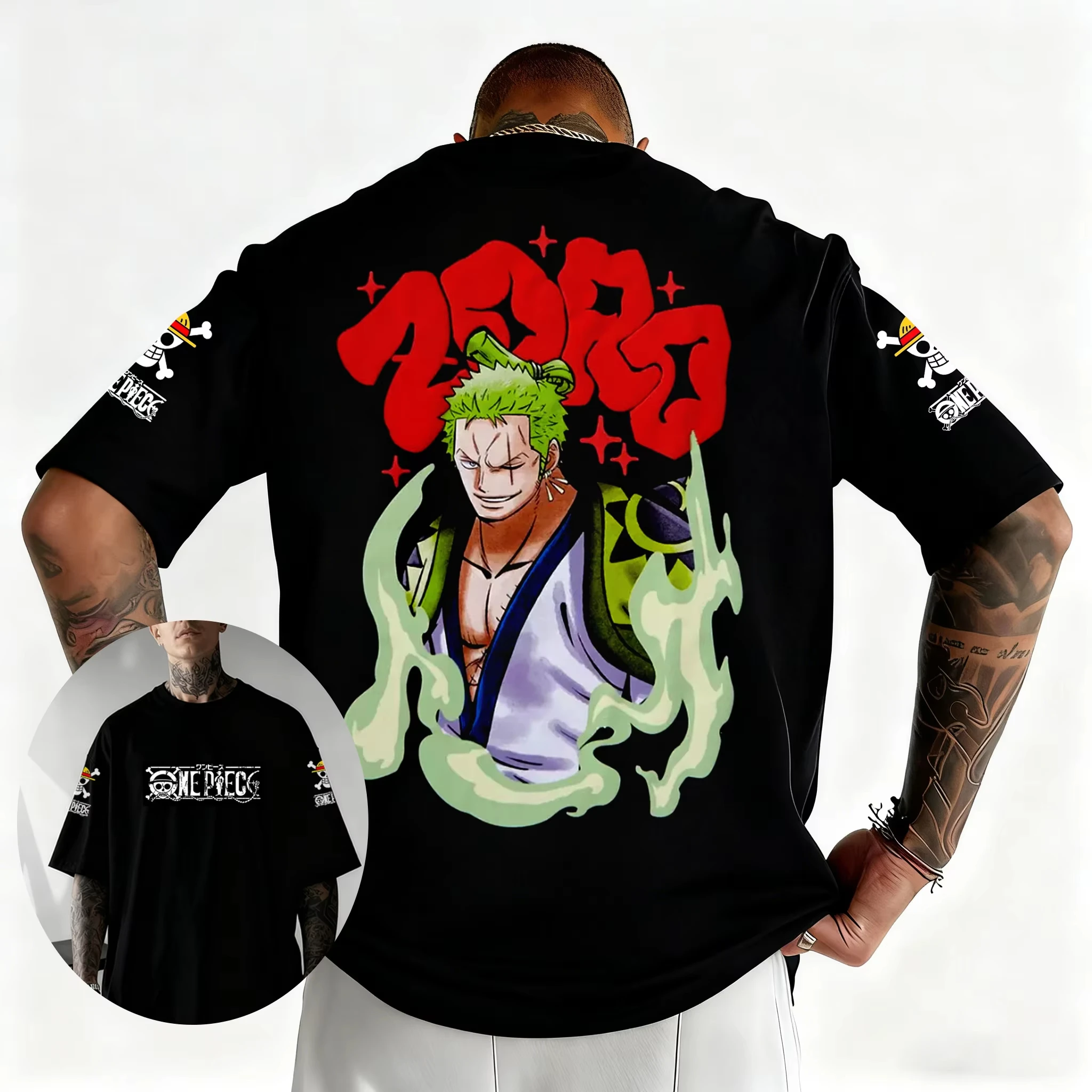 2026 New for One Piece Japanese Anime Printed Men's T-Shirt Roronoa Zoro Harajuku Short Sleeve Luffy T-shirt Clothing Y2k