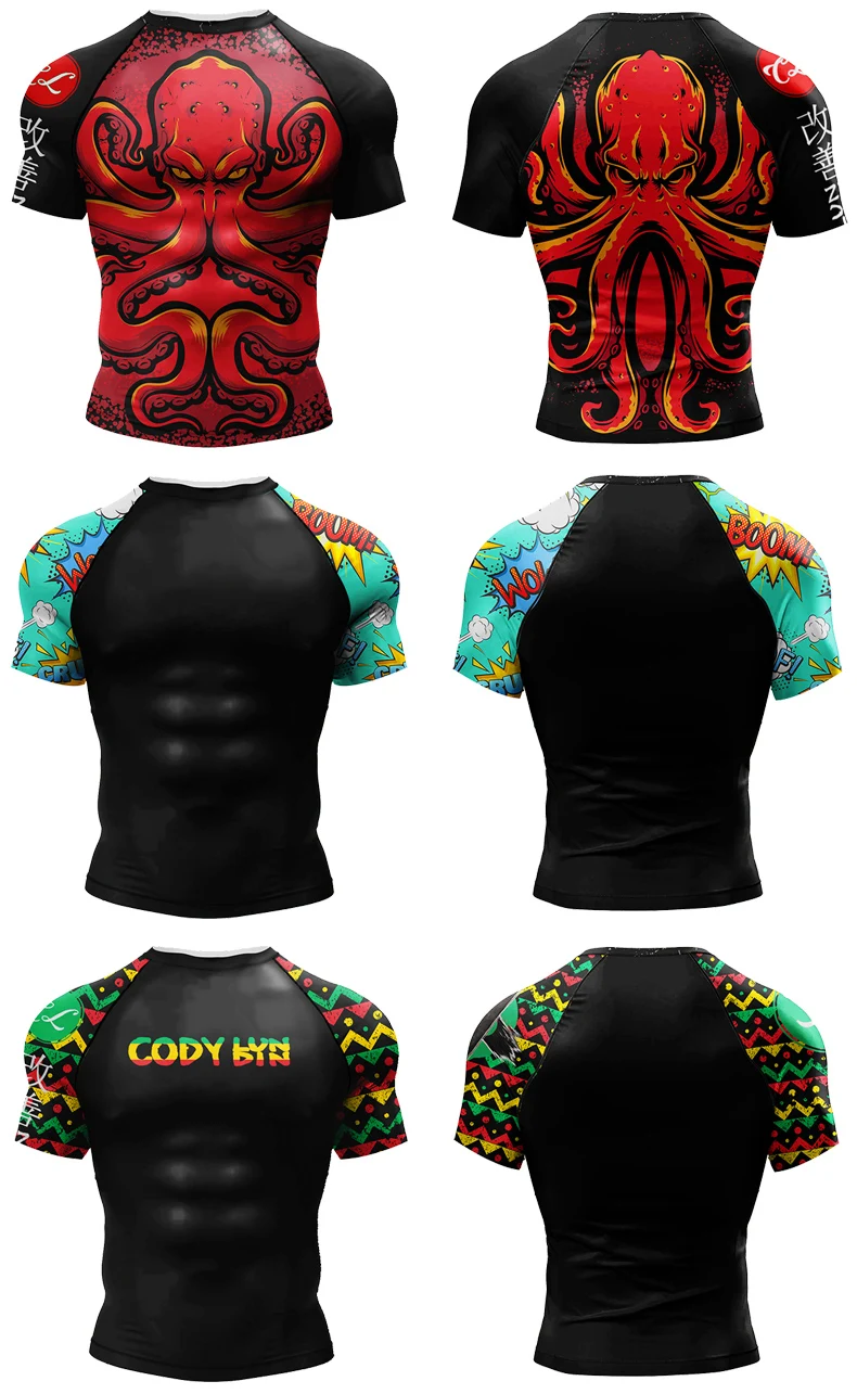 2023 New No Gi BJJ Shirts Jiu Jitsu Kickboxing Training Rashguard Polyester Spandex Compression Sublimation Sports Gym Blouses
