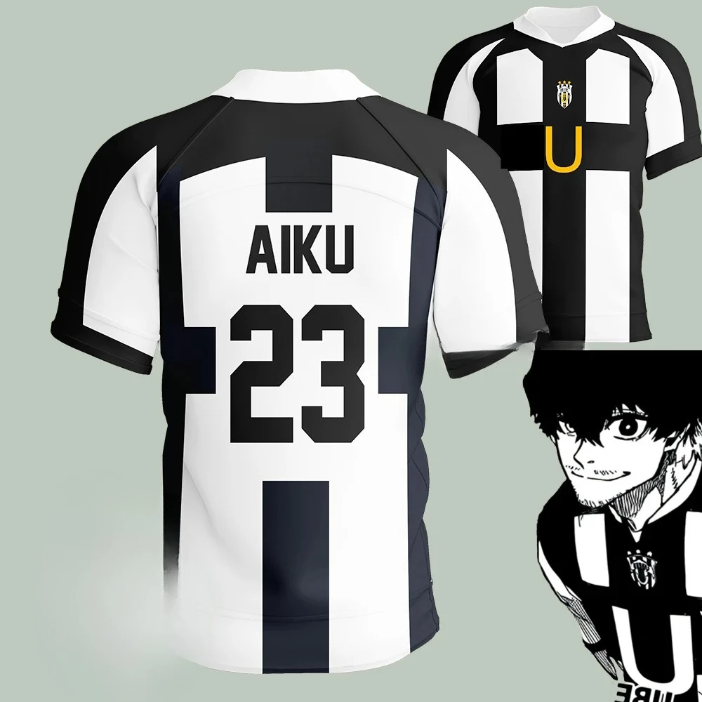 2025 Blue Lock Ubers Jersey Soccer V-neck T Shirts Cosplay Uniforms Barou Aiku Lorenzo T Shirt Unisex Uber Street Wear Tops