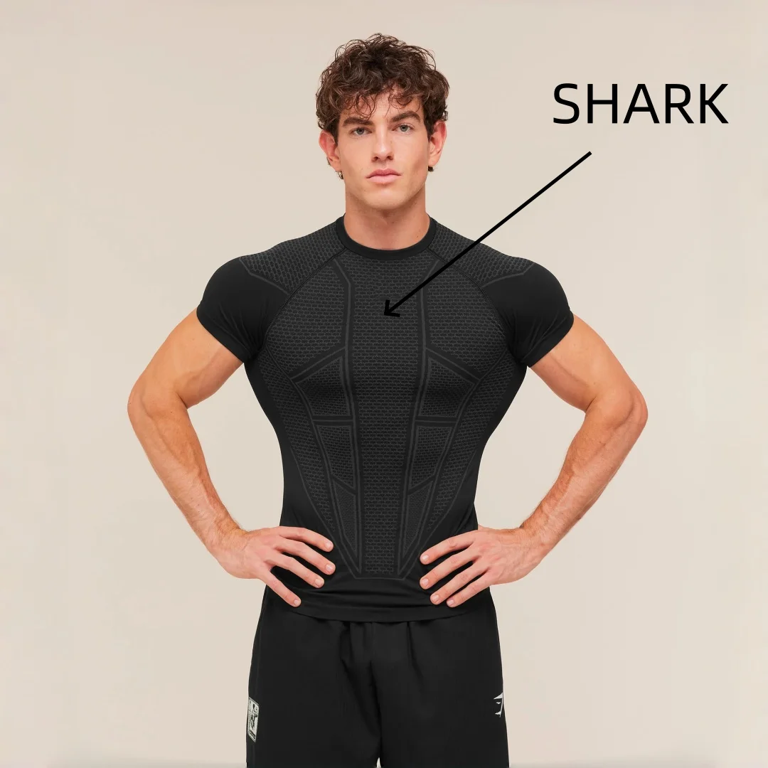Men's fitness compression sports short sleeved, close fitting design, ONYXV1 fitness short sleeved, outdoor fitness gym.