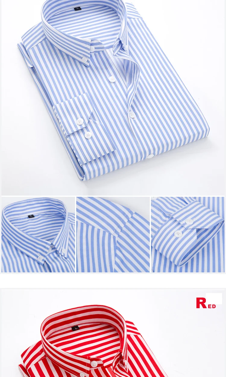 M-5XL 2023 Autumn New Men's Striped Shirt Solid Casual Long Sleeve Slim Fit Korean Edition Business Formal Laydown Shirt