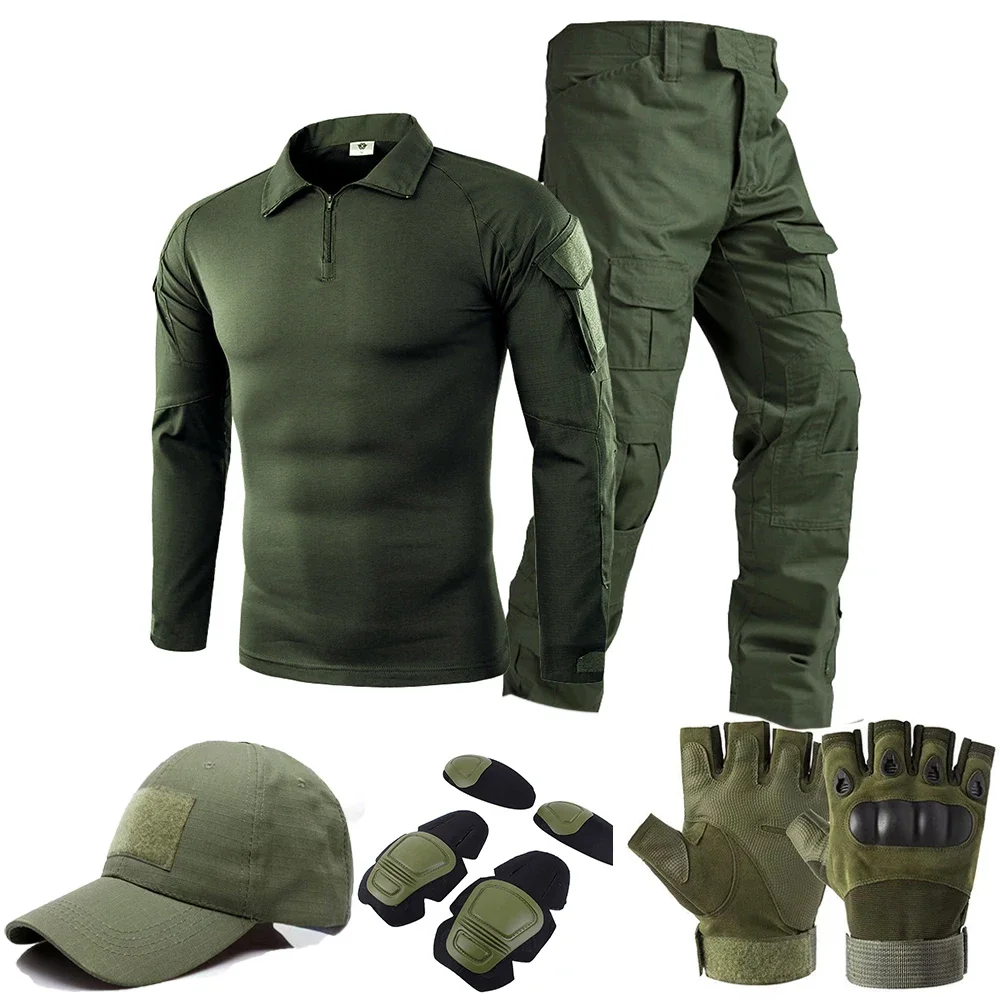 Green Tactical Suits Outdoor Uniform Men Clothing Training Suit Hunting Shirts Cargo Pants Paintball Mens Sets Wear Resistant