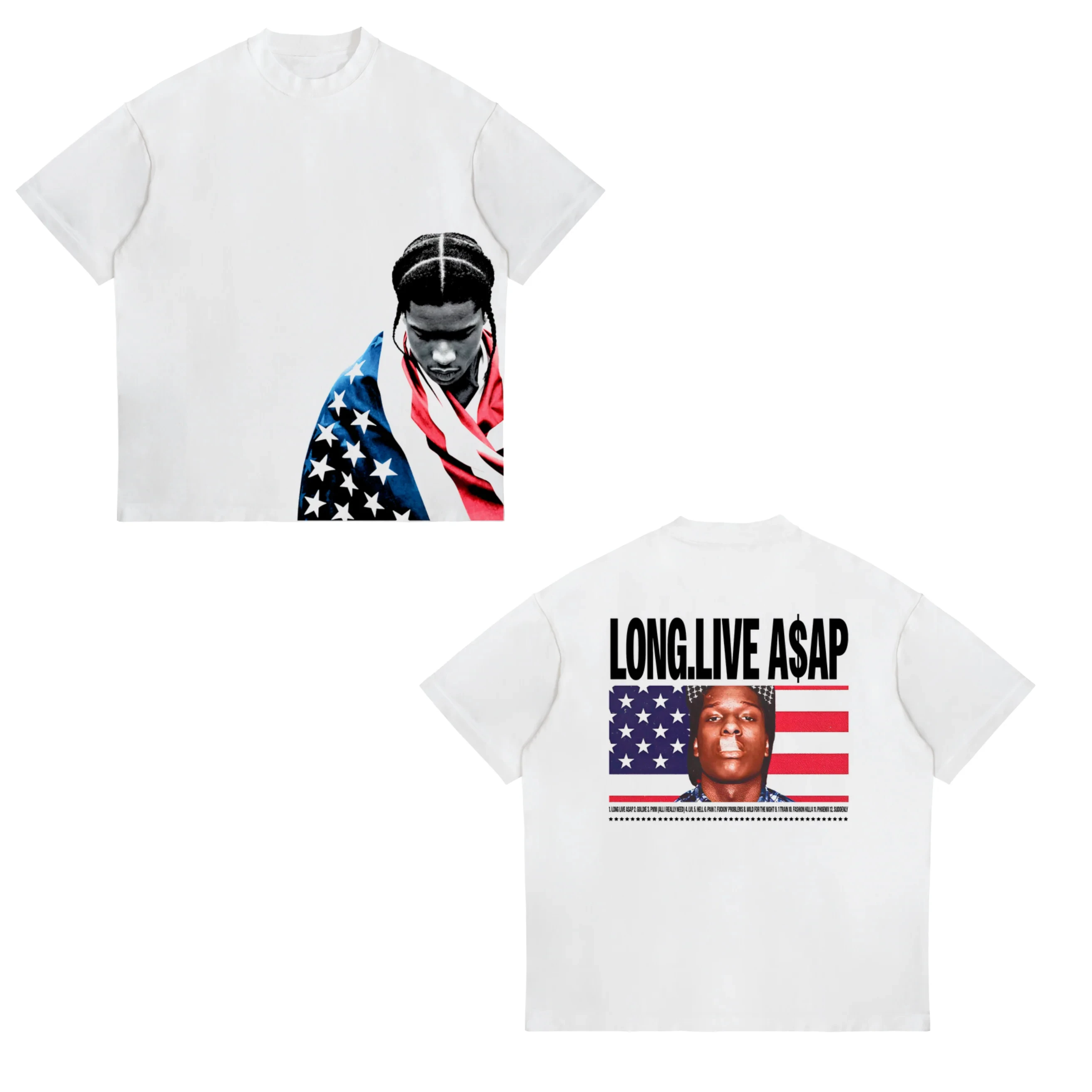 2026 New ASAP ROCKY Short-sleeved T-shirt HIP HOP High Street Men Women Gothic Tees A$AP Portrait Loose Casual Harajuku Tops