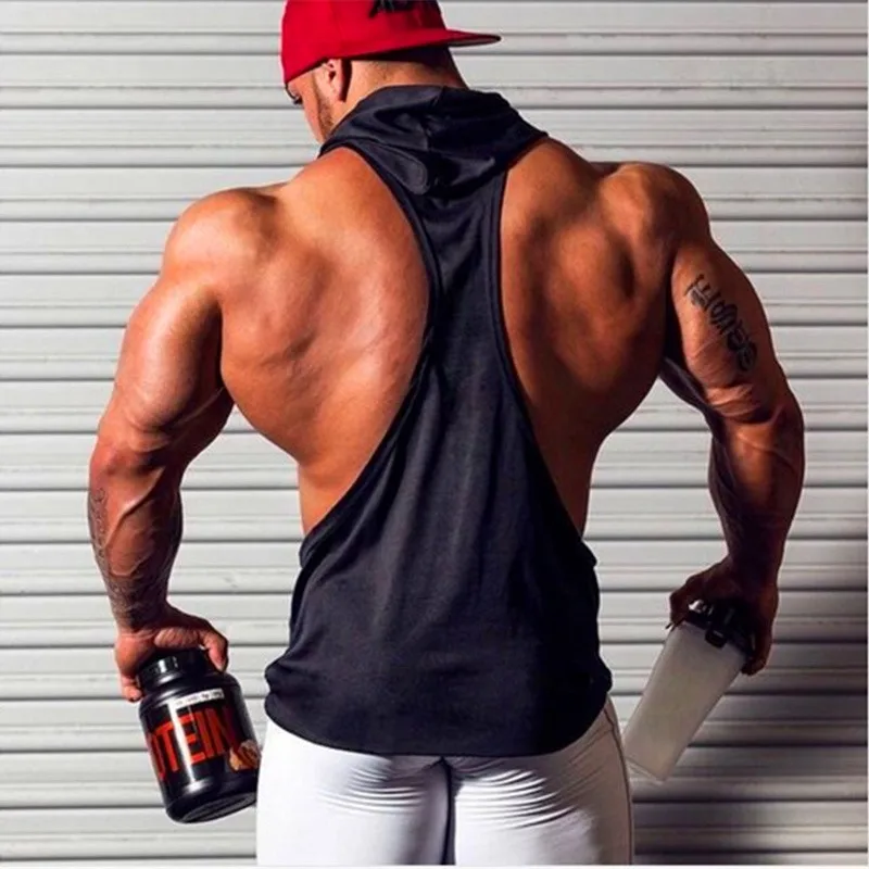 Men Bodybuilding Cotton Skulls Tank Top Gyms Fitness Hooded Vest Sleeveless Shirt Summer Casual Fashion Workout Brand Clothing