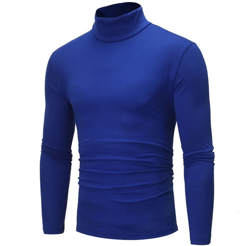 Autumn Winter Men's High Neck T-shirt Slim Fit Fashion High Elastic Long Sleeve Casual Breathable Apparel Pullover