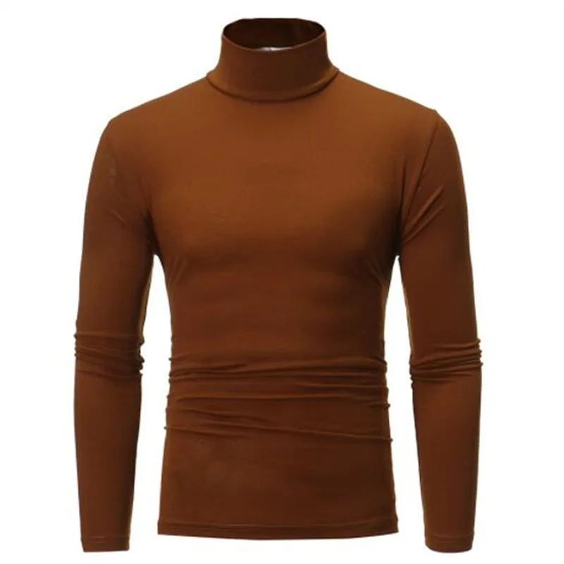 Autumn Winter Men's High Neck T-shirt Slim Fit Fashion High Elastic Long Sleeve Casual Breathable Apparel Pullover