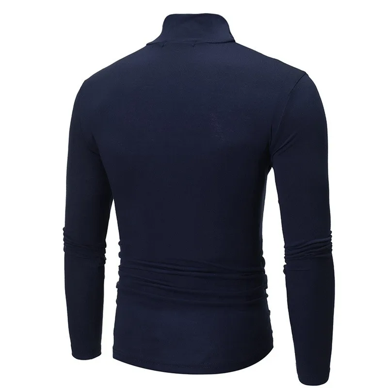Autumn Winter Men's High Neck T-shirt Slim Fit Fashion High Elastic Long Sleeve Casual Breathable Apparel Pullover