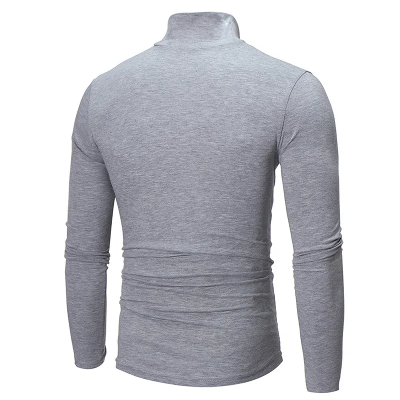 Autumn Winter Men's High Neck T-shirt Slim Fit Fashion High Elastic Long Sleeve Casual Breathable Apparel Pullover