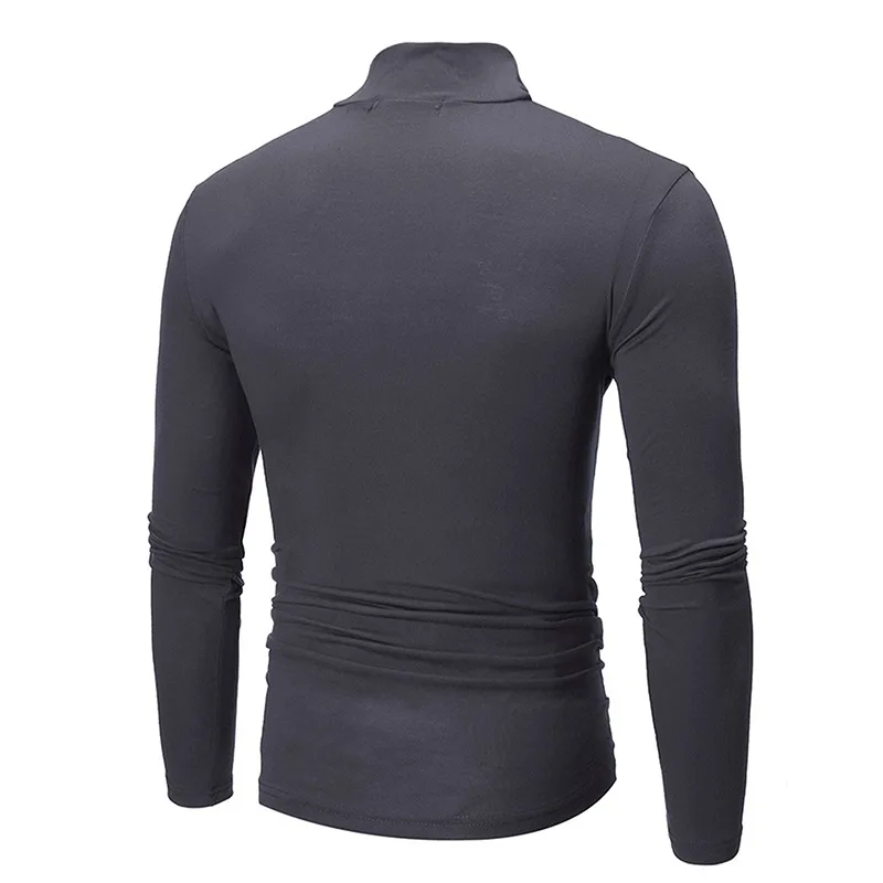 Autumn Winter Men's High Neck T-shirt Slim Fit Fashion High Elastic Long Sleeve Casual Breathable Apparel Pullover