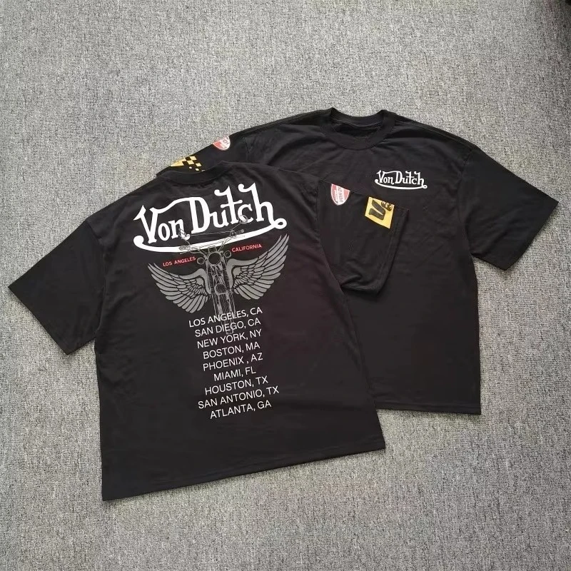 City Motorcycle Culture Trend Brand T-Shirt Cotton Graphic Tee Men Women Summer Streetwear