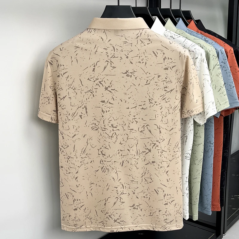Mens Abstract Print Polo Shirts Short Sleeve Casual Business Golf Shirt Breathable Quick Dry Lightweight Summer Tops for Men