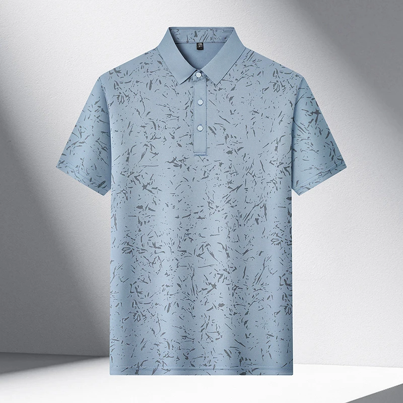 Mens Abstract Print Polo Shirts Short Sleeve Casual Business Golf Shirt Breathable Quick Dry Lightweight Summer Tops for Men
