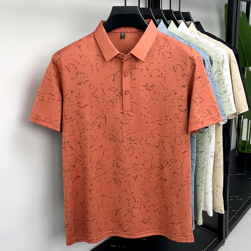 Mens Abstract Print Polo Shirts Short Sleeve Casual Business Golf Shirt Breathable Quick Dry Lightweight Summer Tops for Men