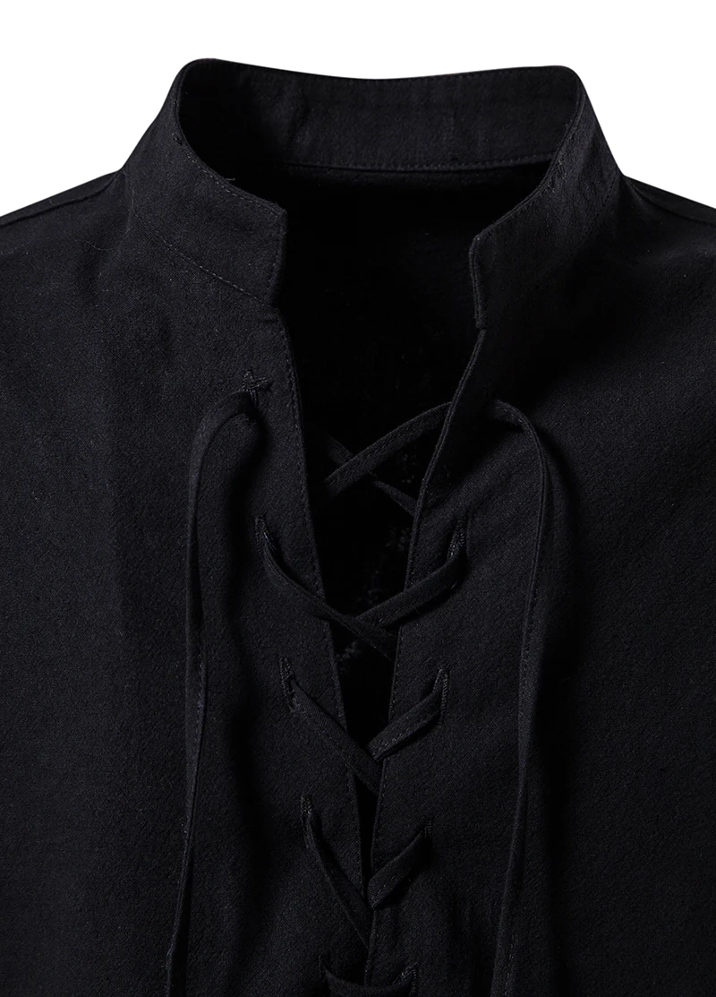 King Billion Men's Shirts Casual Men Cotton Linen Long Sleeve T-shirt Spring Autumn Vintage Shirt US Size Drawstring Neck
