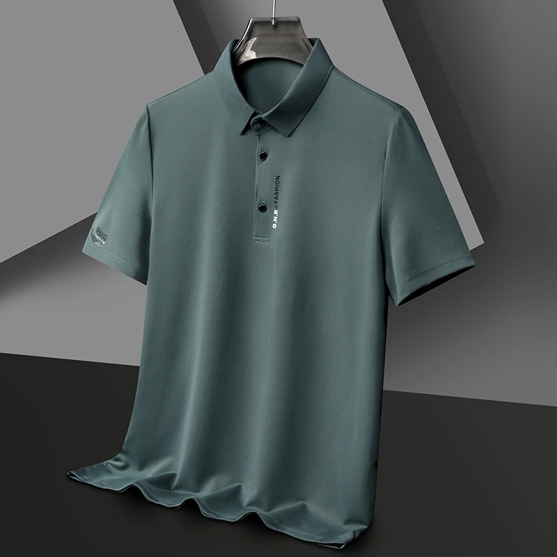 New Men's Short Sleeved Solid Color POLO Shirt Breathable and Comfortable Elastic Top