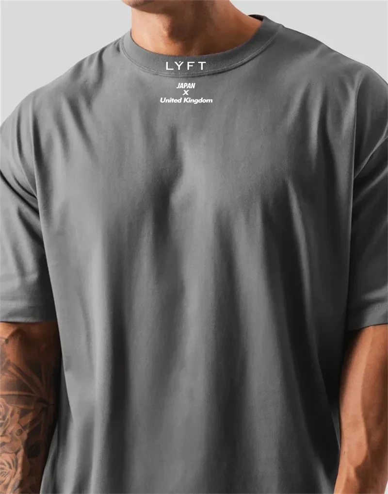 Men's Fitness Cotton T-shirt, Loose Fit, Short-sleeved, Suitable for Sports, Fitness, Running, and Training Wear,