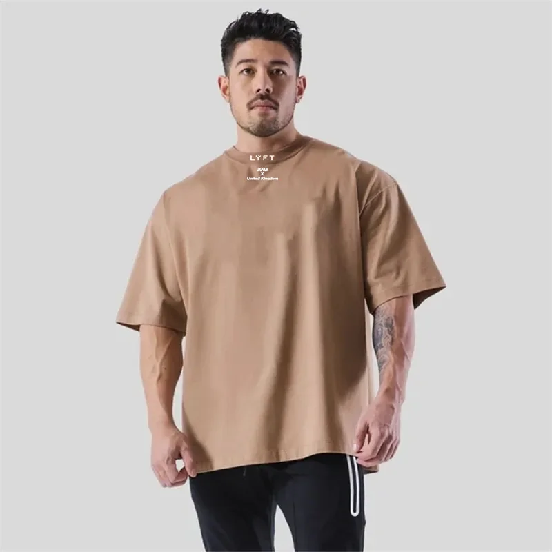 Men's Fitness Cotton T-shirt, Loose Fit, Short-sleeved, Suitable for Sports, Fitness, Running, and Training Wear,