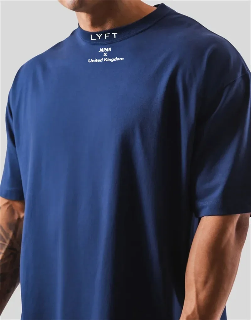 Men's Fitness Cotton T-shirt, Loose Fit, Short-sleeved, Suitable for Sports, Fitness, Running, and Training Wear,