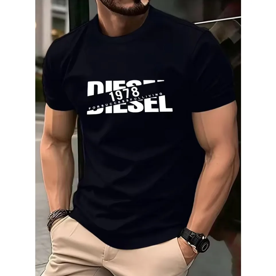 New Trendy Men's Fashion T-shirt, Black T-shirt Comfortable Summer T-shirt, Pure Cotton Short Sleeved T-shirt 2026