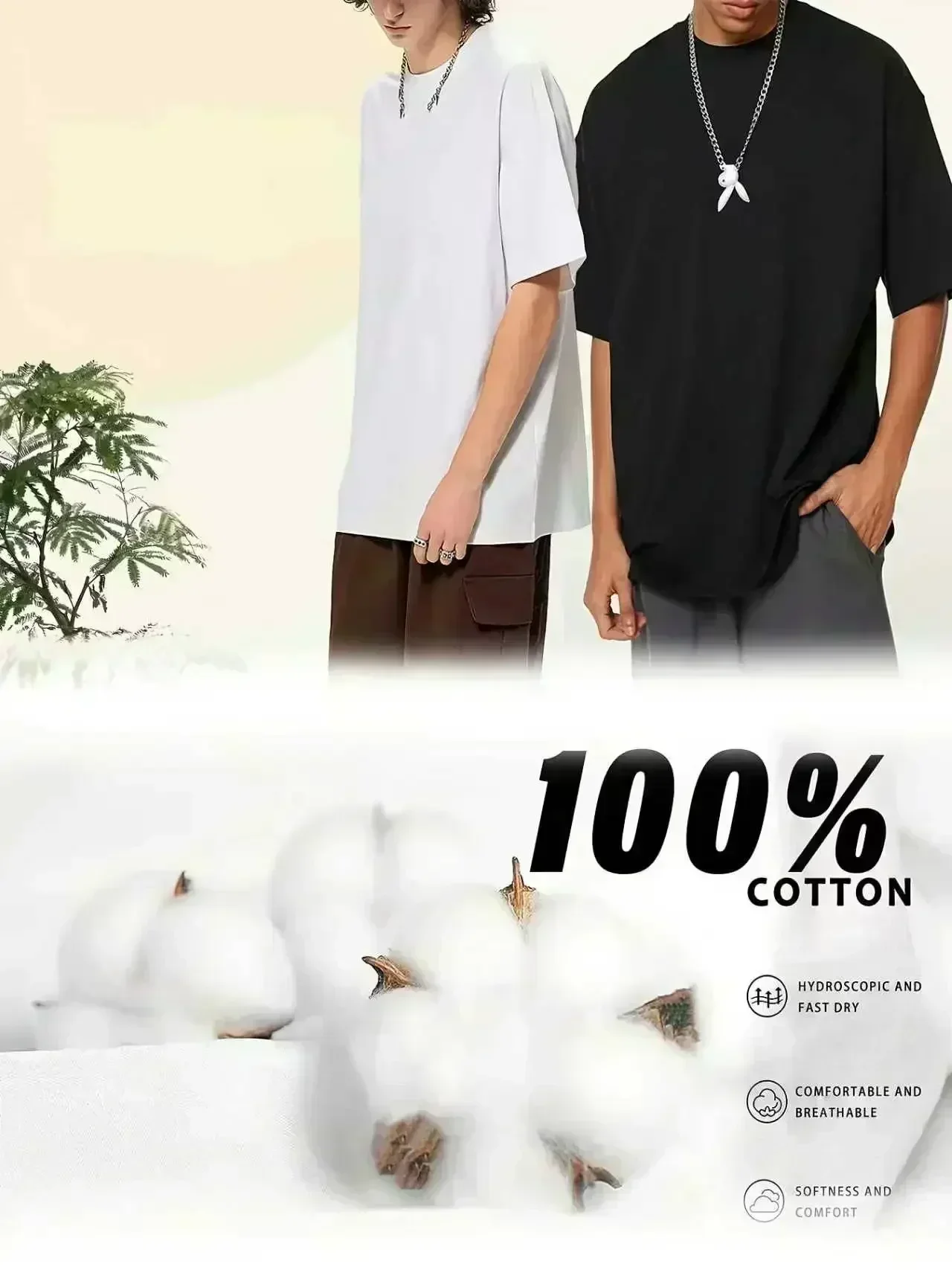 High-quality Men's Summer New Heavyweight Pure Cotton T-shirt Short Sleeve Niche Design Printed Trendy Brand