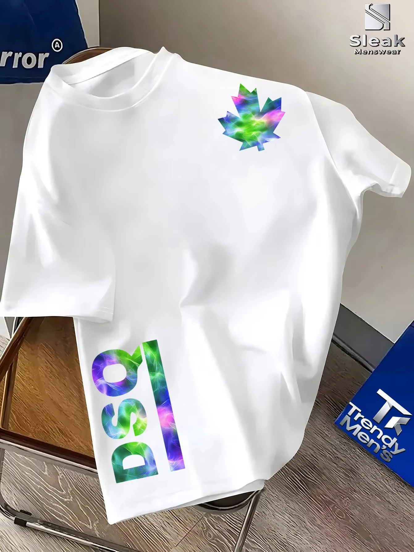High-quality Men's Summer New Heavyweight Pure Cotton T-shirt Short Sleeve Niche Design Printed Trendy Brand