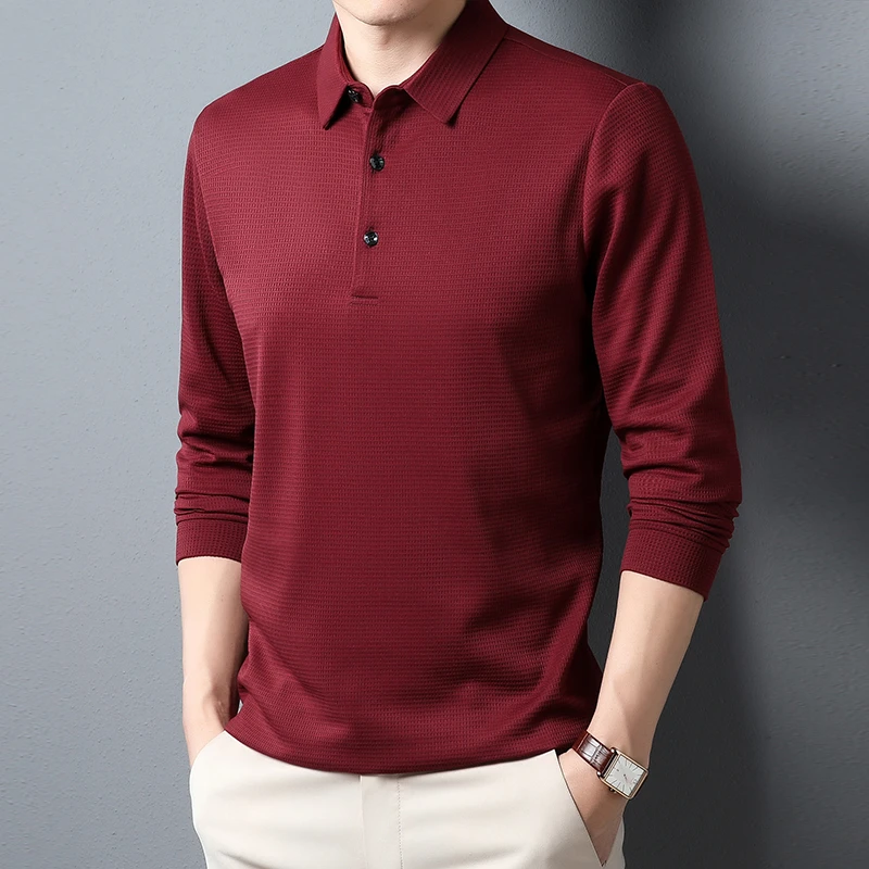Men's Business Casual Polo Long Sleeve T-shirt Summer Comfortable Top