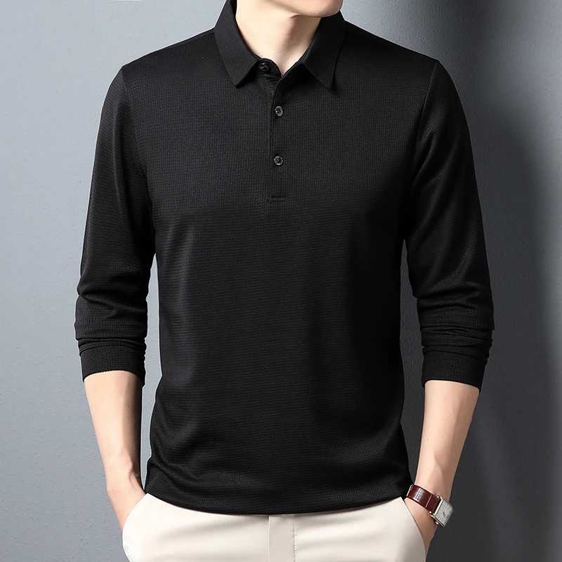 Men's Business Casual Polo Long Sleeve T-shirt Summer Comfortable Top