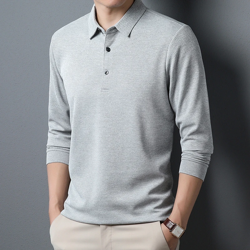 Men's Business Casual Polo Long Sleeve T-shirt Summer Comfortable Top