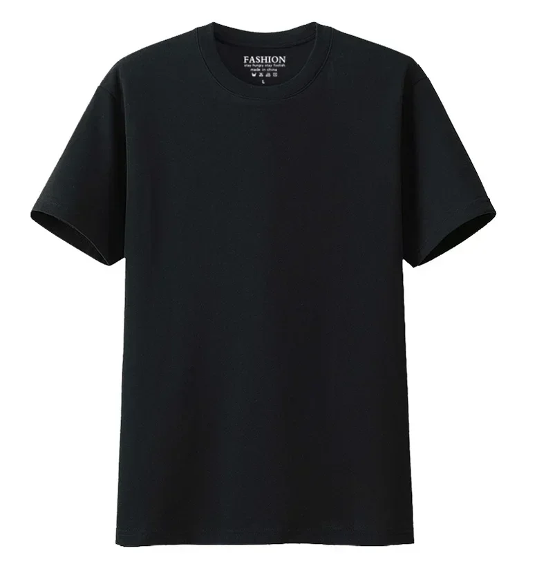 100% Cotton Solid Tshirts Mens Short Sleeve Fashion Brand Trend White Black Clothing Tees Woman Customized Products Summer