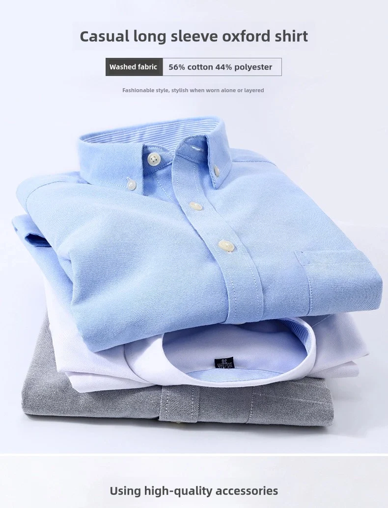 Men's Long Sleeve Shirt Spring Summer Autumn Winter Oxford Woven Slim Free Ironing Comfortable Soft Casual Fashion Simple Work