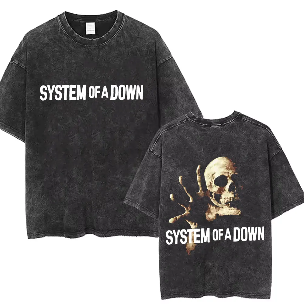 System of A Down Toxicity Album Graphic Washed T-shirt Men Women Rock Oversized T Shirts Male Vintage Alternative Metal T-shirts