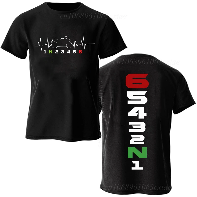 Summer Fashion Men's T Shirt Clothing 1N23456 Motorcycle Gear Biker Heartbeat Graphic T Shirt Casual Oversized Men Tee Tshirts