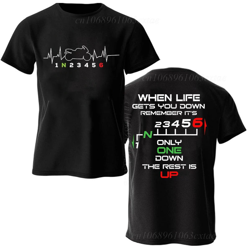 Summer Fashion Men's T Shirt Clothing 1N23456 Motorcycle Gear Biker Heartbeat Graphic T Shirt Casual Oversized Men Tee Tshirts