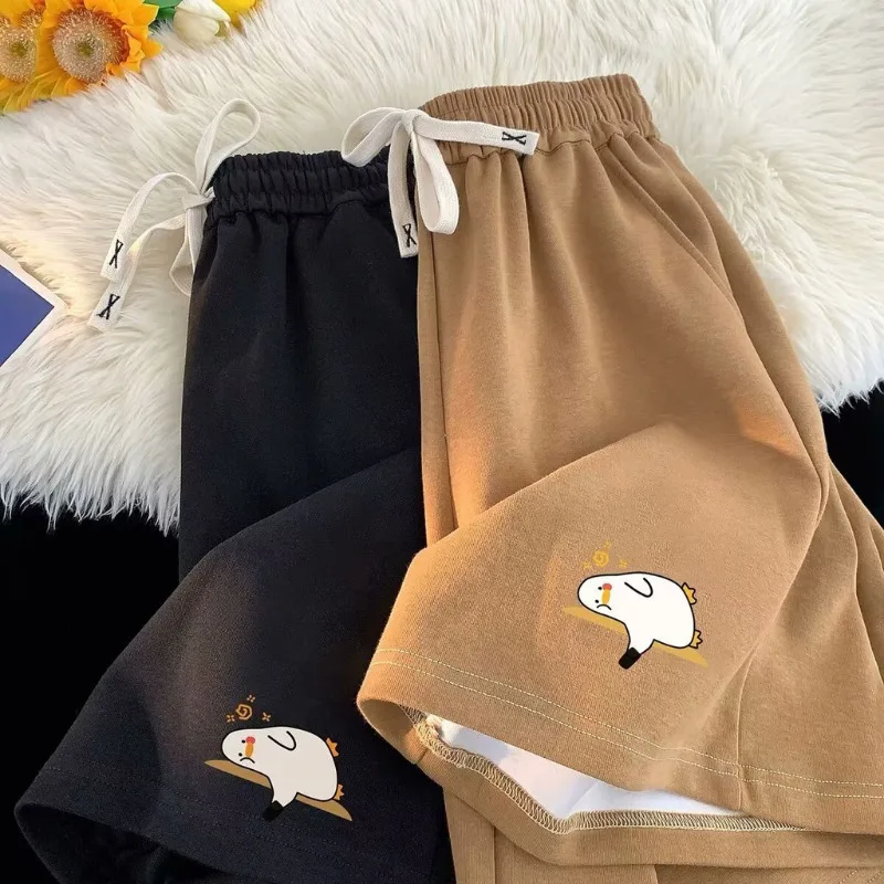 M-8XL Men's Cartoon Shorts duckling Print Fashion Loose Shorts Basketball Pants