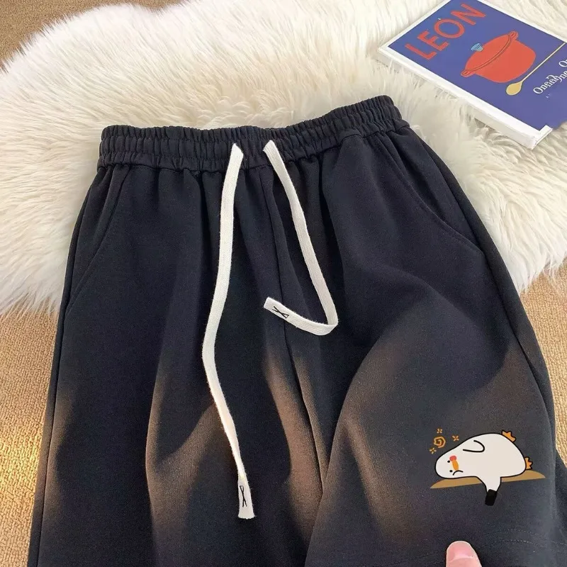 M-8XL Men's Cartoon Shorts duckling Print Fashion Loose Shorts Basketball Pants
