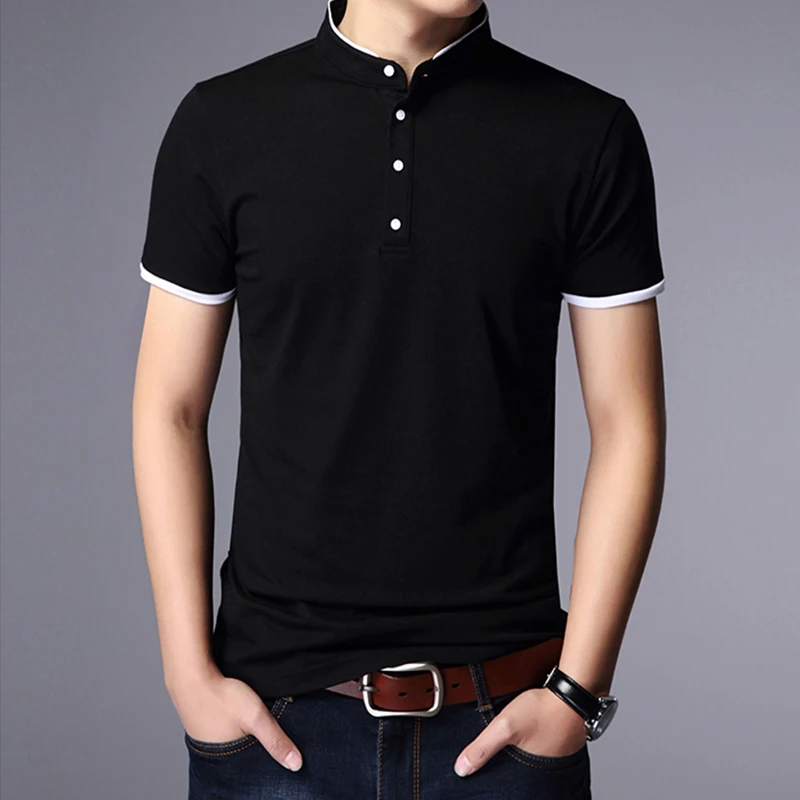 Men's Business Casual Polo Short Sleeve T-shirt Summer Comfortable and Breathable Solid Top
