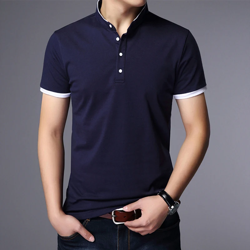 Men's Business Casual Polo Short Sleeve T-shirt Summer Comfortable and Breathable Solid Top