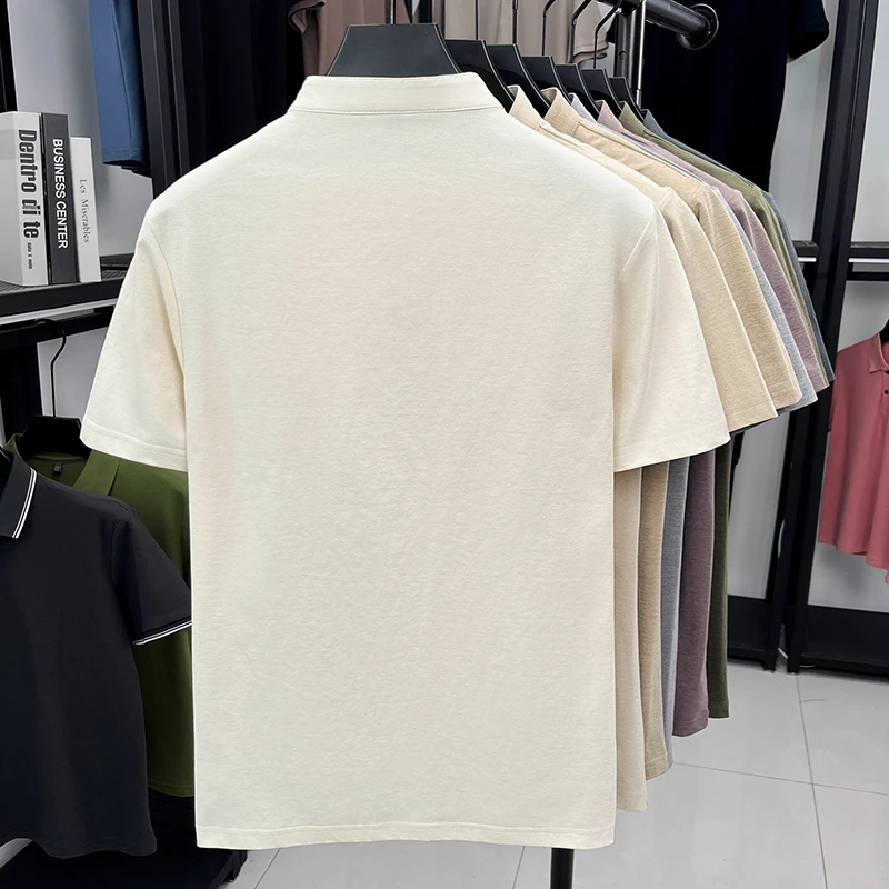 Men's Mandarin Collar Short Sleeve T-Shirt Casual Chinese Style Button Henley Shirt