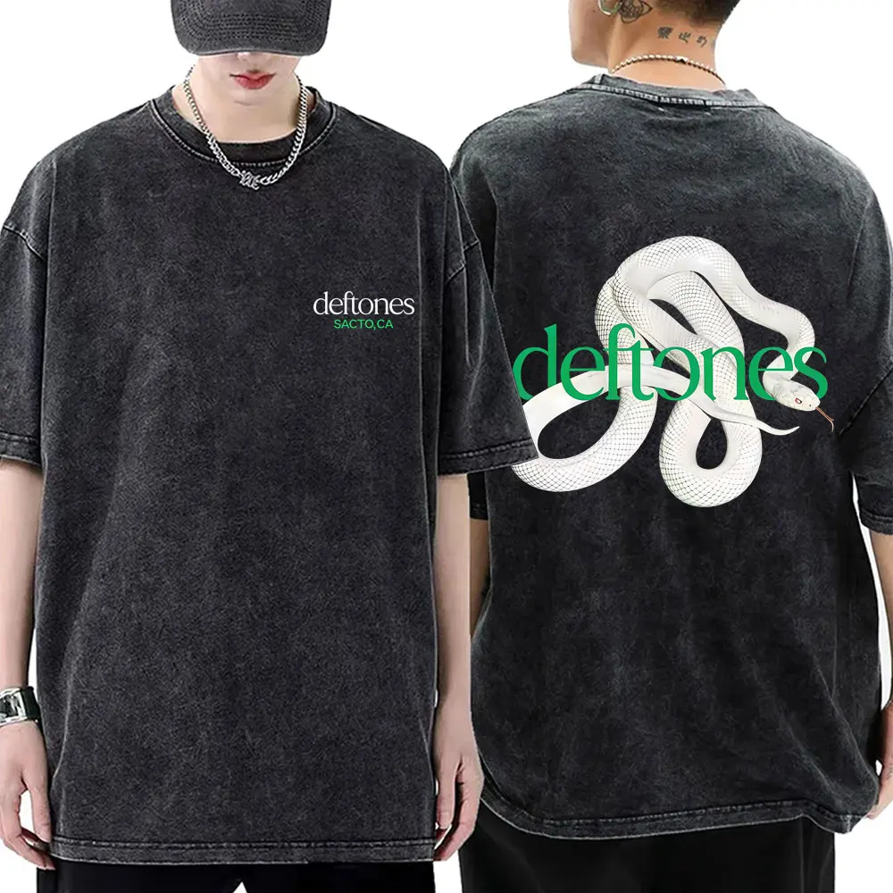 New Arrival Mens Clothes Tee Shirt Homme Washed Vintage Rock Band Deftones Private Music Graphic Men Clothing New in Top & Tees
